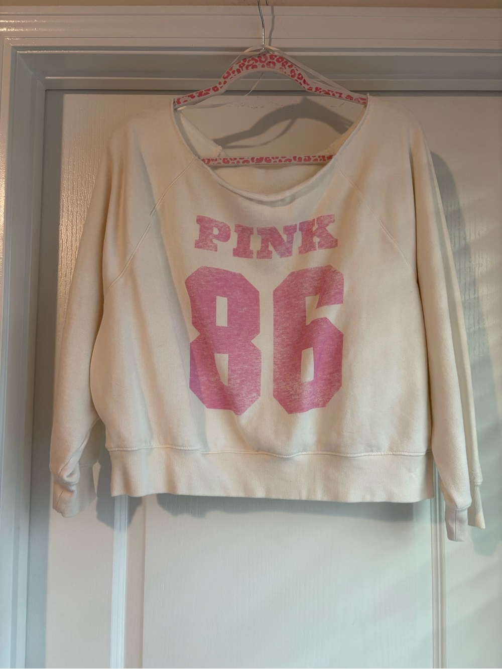 PINK Victoria's Secret White Sweatshirt with Pink Logo